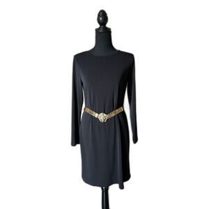 MICHAEL KORS Classic black shift dress Back Zip Long Sleeve S EUC staple piece